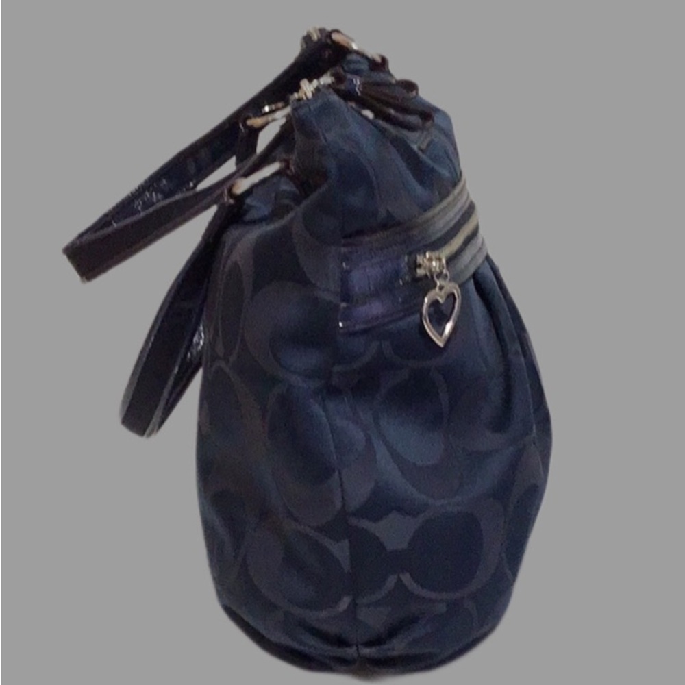 COACH Signature Coated Canvas Shoulder Bag,‎ Large, Dark Blue - Picture 4 of 16